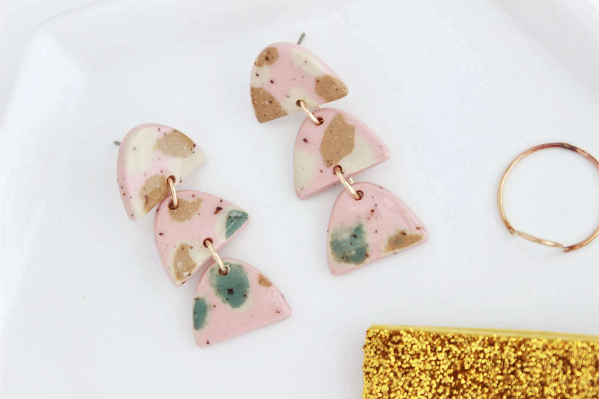 Terrazzo Triple Arch Statement Earrings