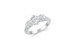 Three Stone Diamond Engagement Ring 1.55 ct tw 14K White Gold DENG063