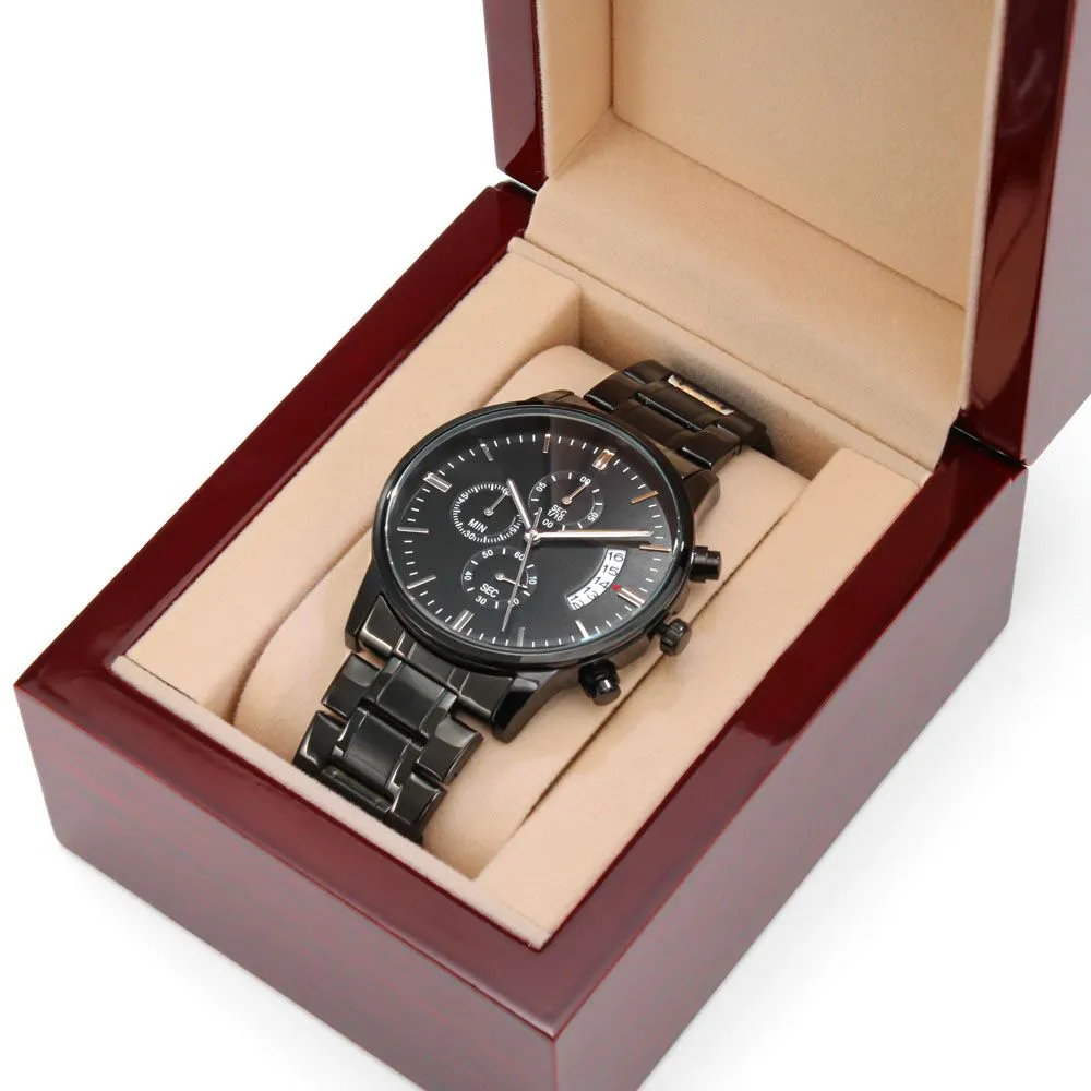 To Son Gift From Mom, Seize The Day Inspirational Engraved Black Chronograph Watch