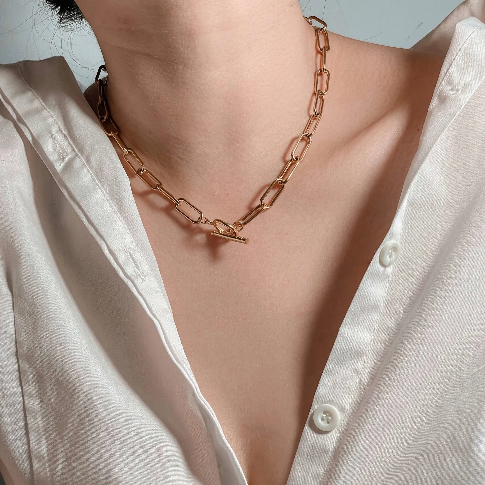 Toggle Link Chain Necklace - Gold