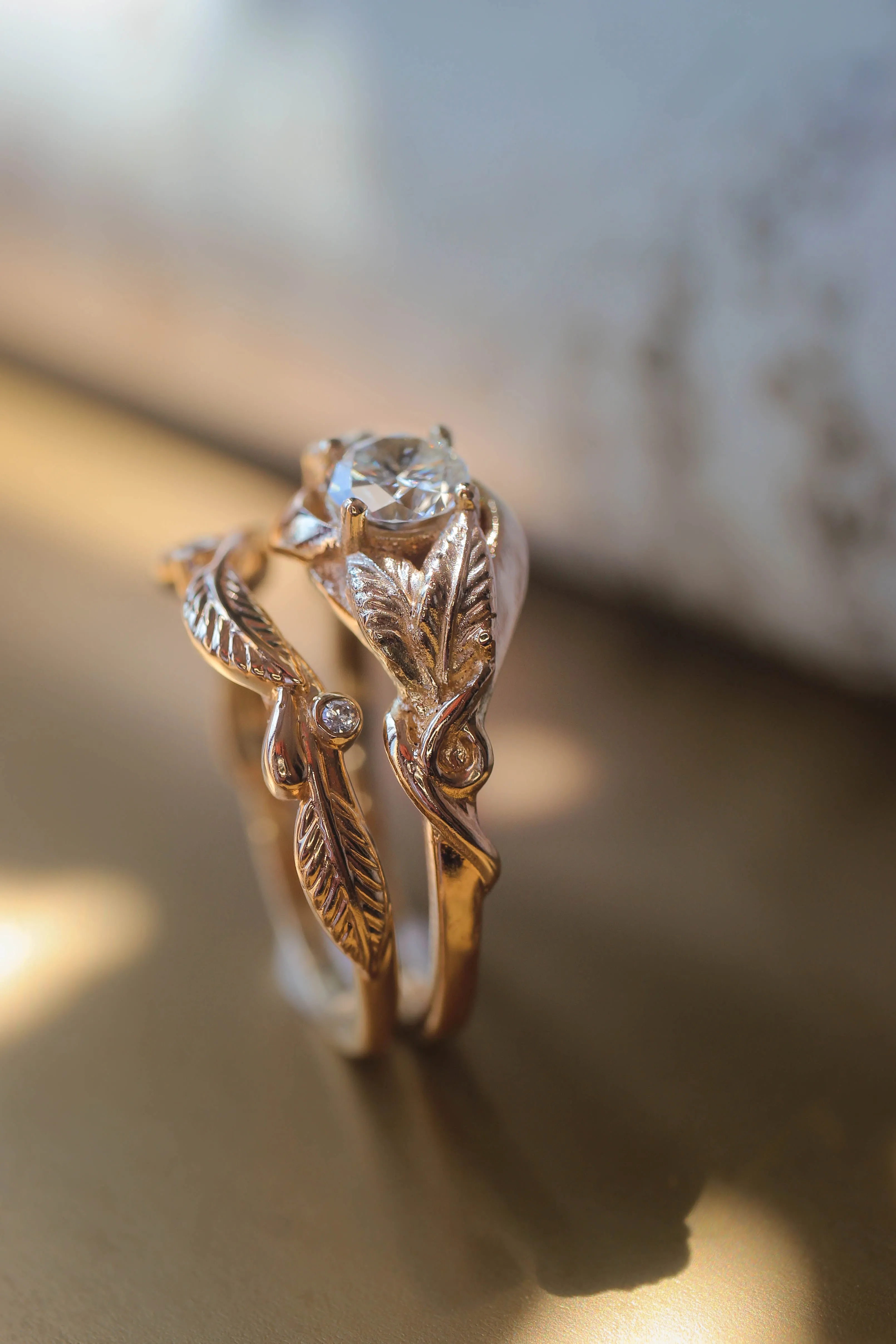 Twig wedding ring with diamonds or moissanites, matching for Azalea