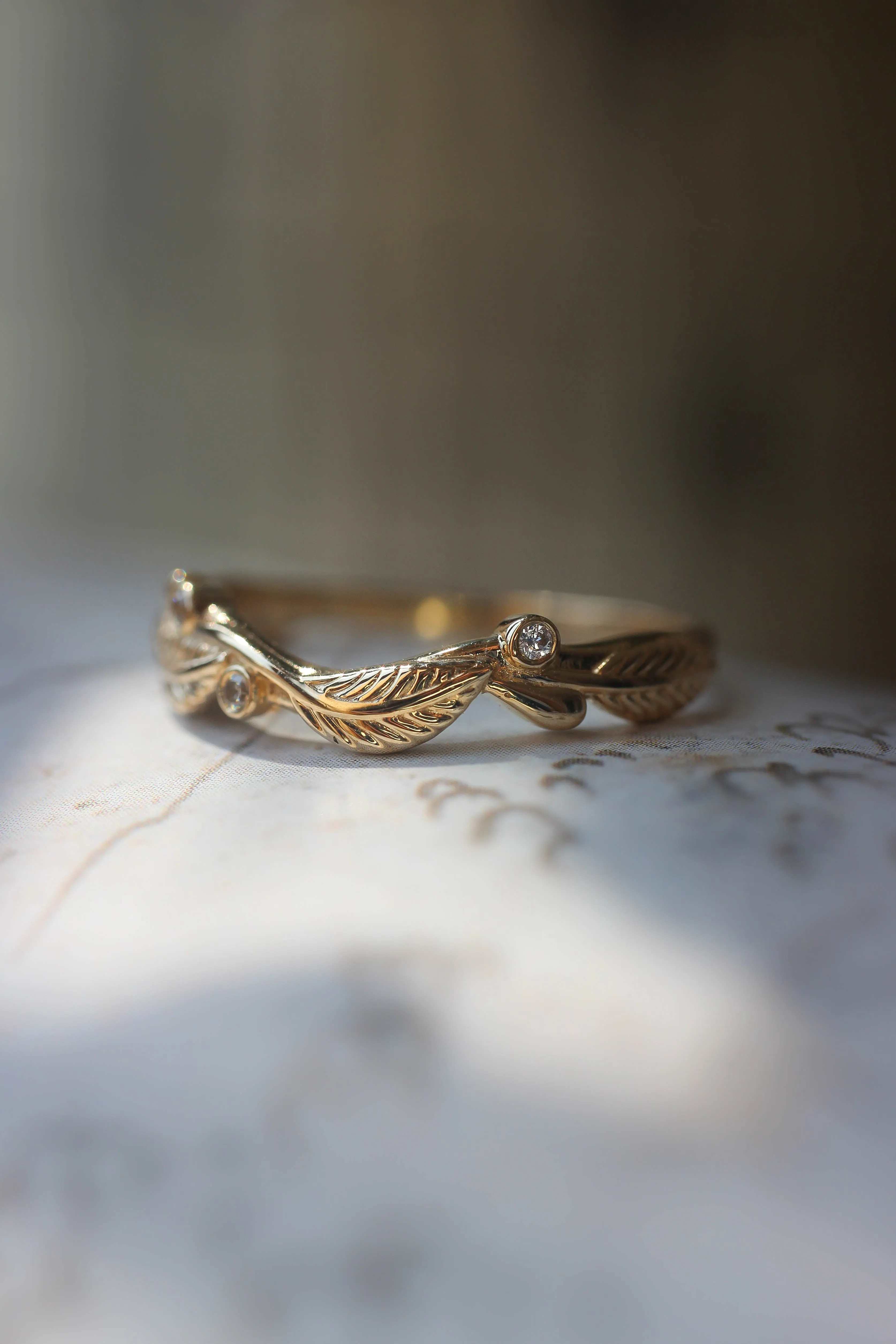 Twig wedding ring with diamonds or moissanites, matching for Azalea