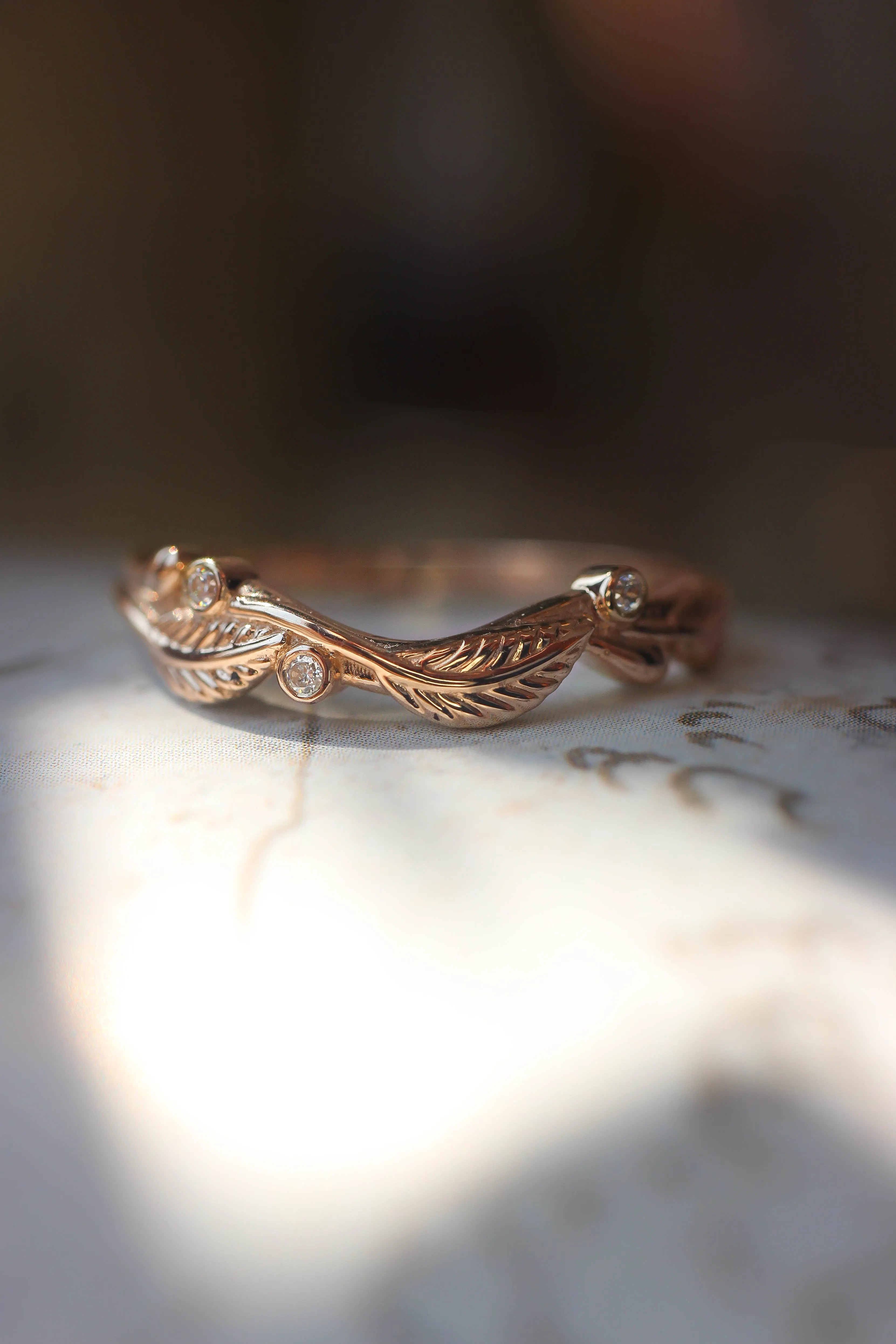 Twig wedding ring with diamonds or moissanites, matching for Azalea