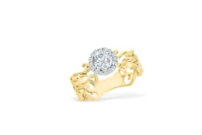 Two Toned Diamond Engagement Ring 0.76 ct tw 14K Yellow/White Gold DENG050