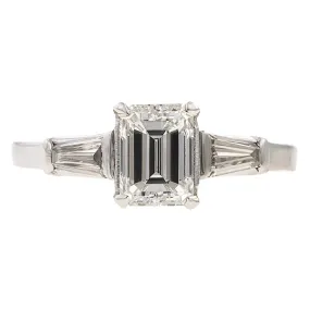 Vintage Engagement Ring, Emerald Cut 0.98ct.