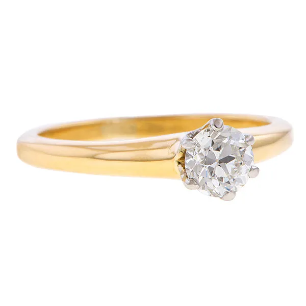 Vintage Solitaire Diamond Engagement Ring, RBC 0.46ct.