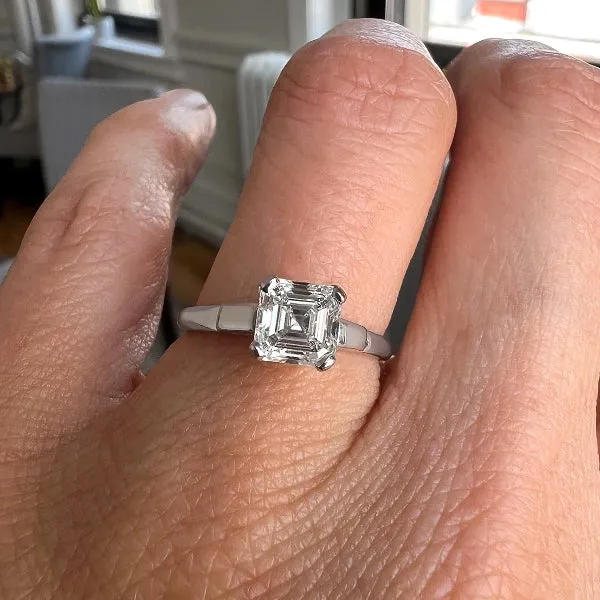 Vintage Solitaire Engagement Ring, Asscher (Square Emerald Cut) 1.10ct.