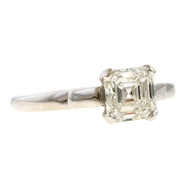 Vintage Solitaire Engagement Ring, Asscher (Square Emerald Cut) 1.10ct.