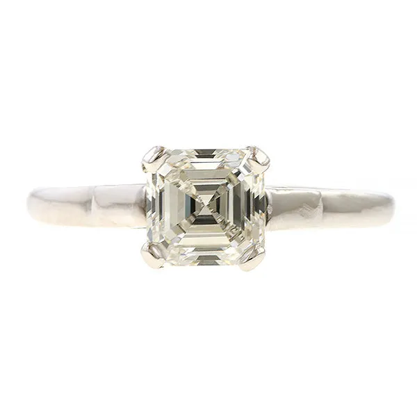 Vintage Solitaire Engagement Ring, Asscher (Square Emerald Cut) 1.10ct.