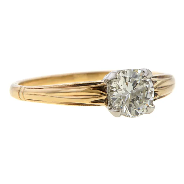 Vintage Solitaire Engagement Ring, RBC 0.61ct.