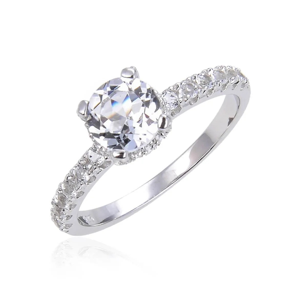 White Topaz Solitiare Engagement Ring