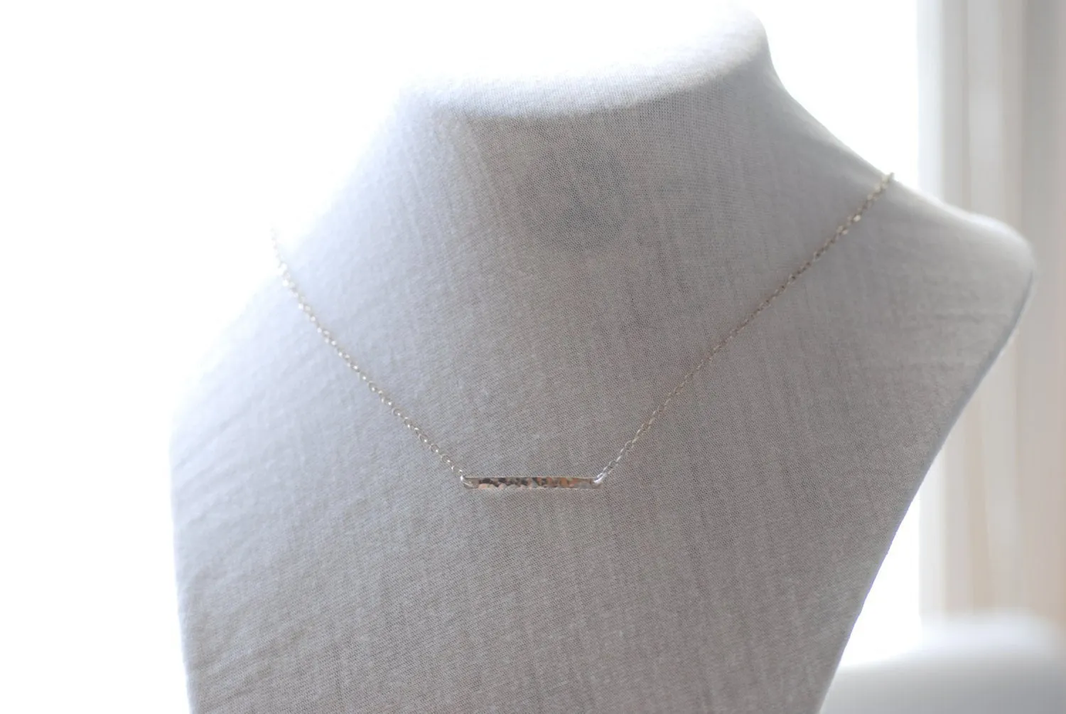 Wholesale Sideways Silver Bar Necklace - Sterling Silver Hammered Bar Necklace, Minimalist Hammered Bar,Sideways Bar Necklace,Bar Necklace,Dainty Bar