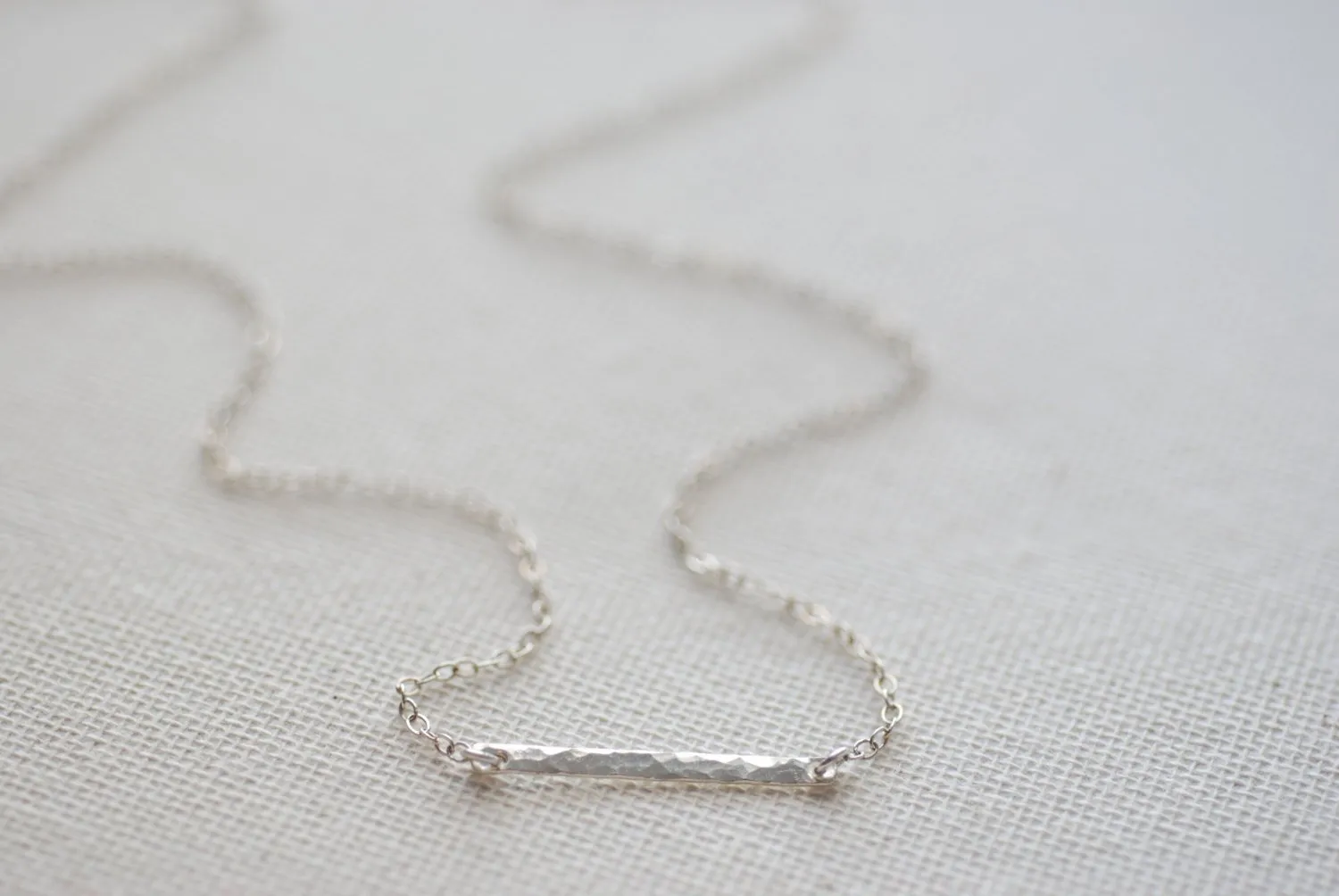 Wholesale Sideways Silver Bar Necklace - Sterling Silver Hammered Bar Necklace, Minimalist Hammered Bar,Sideways Bar Necklace,Bar Necklace,Dainty Bar