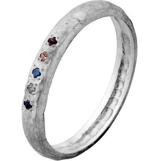 Woman's ring, Mix diamonds silver ring silver stacking ring