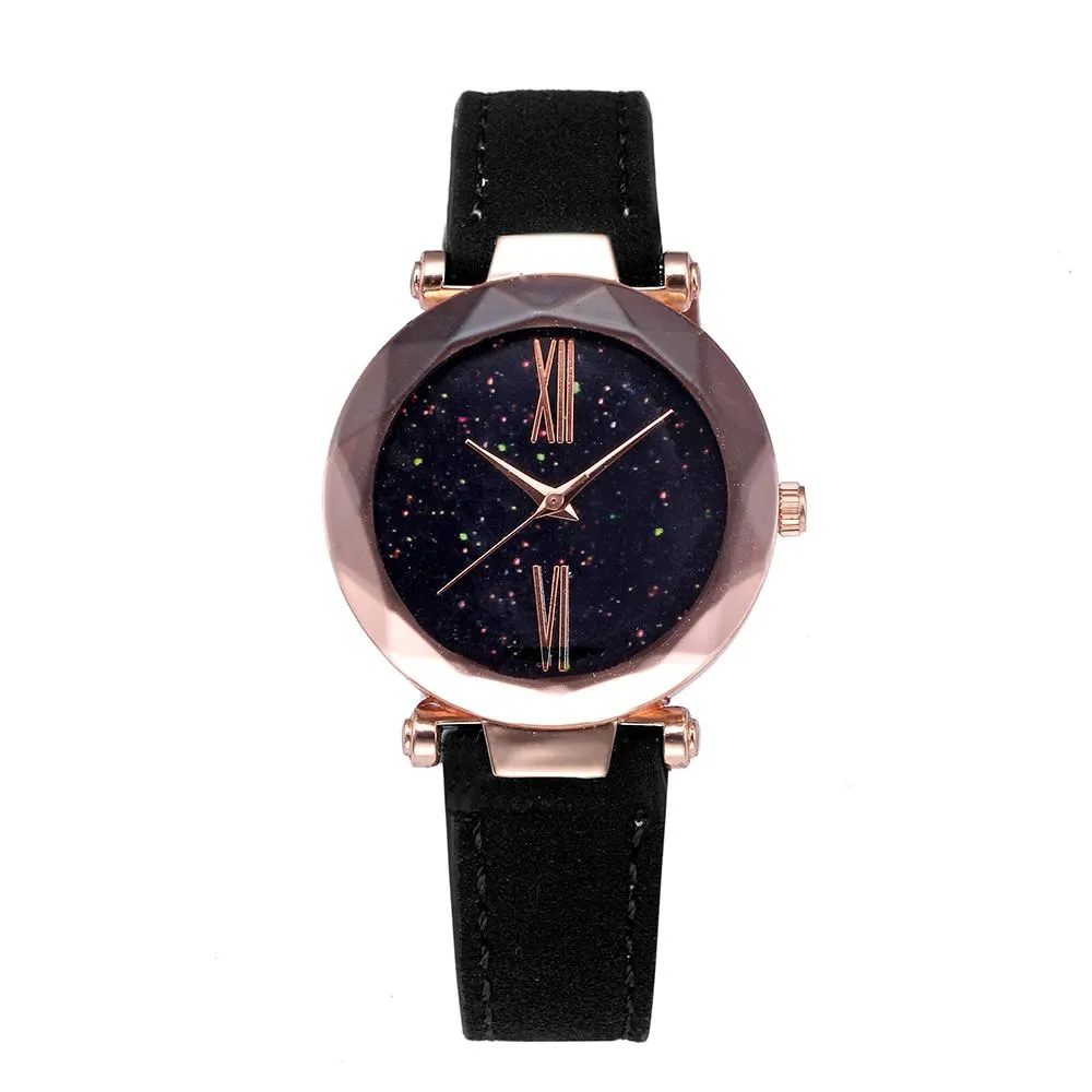 Women Romantic Starry Sky Leather Wrist Watch