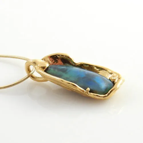 Yellow 14kt Gold Natural Opal Drop Pendant